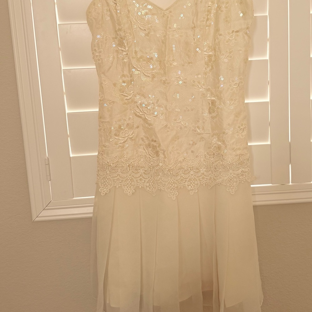 Jessica McClintock Lace & Sequin Formal Dress in Ivory